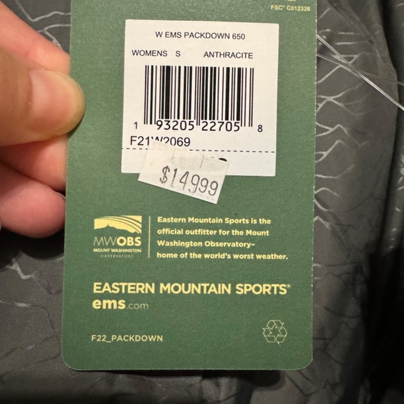 EMS Women's PUFFER PackDown 650 Jacket - Small NWT (Black/Gray) - Picture 6 of 7